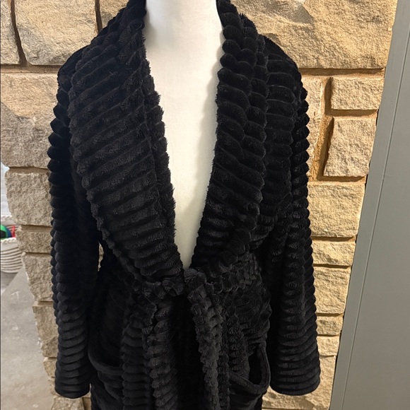 Soma Black Ribbed Robe - Picture 2 of 5